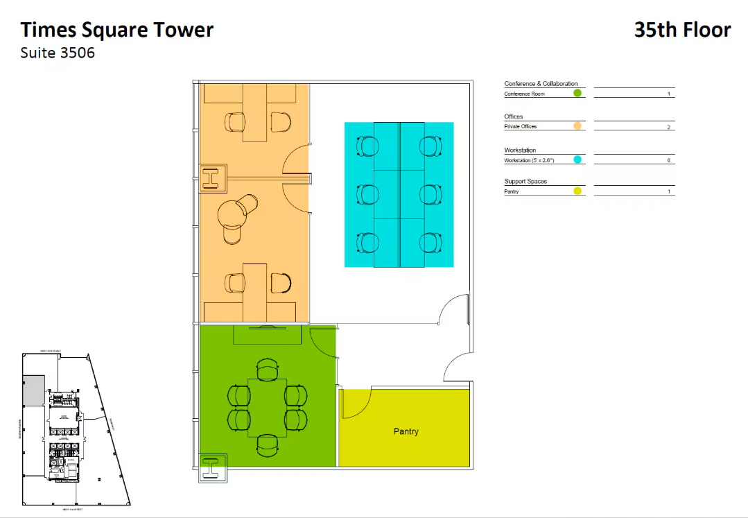 Floorplan of 7 Times Square, Partial 35th floor, Suite 3506