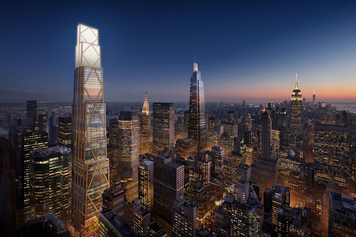 NYC Skyline new office buildings, nyc sunset, nyc skyscrapers,